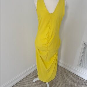 Zara Sunny Yellow Sleeveless Ruched Maxi Dress